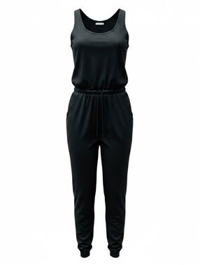 Athleta Balance Jumpsuit Black Sleeveless Drawstring Waist Women’s Size Small S